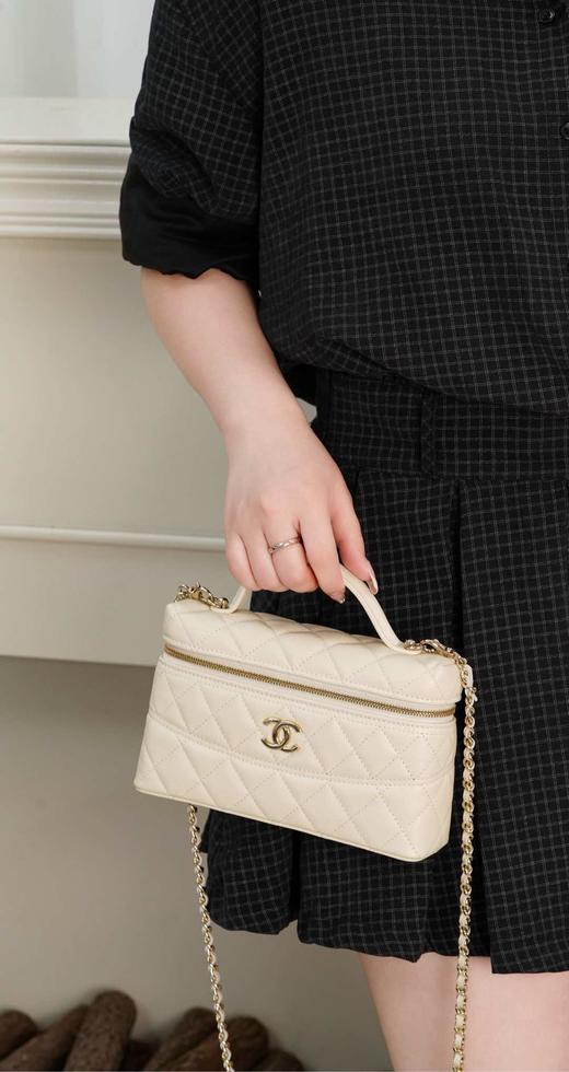 香奈儿 25C手柄盒子包 荔枝牛 米白（LZ） 商品图2