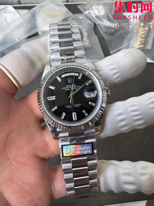 QF配重版 重量180克+ 劳力士星期日历型系列 日志40mm 白金黑冰糖DD 商品图1