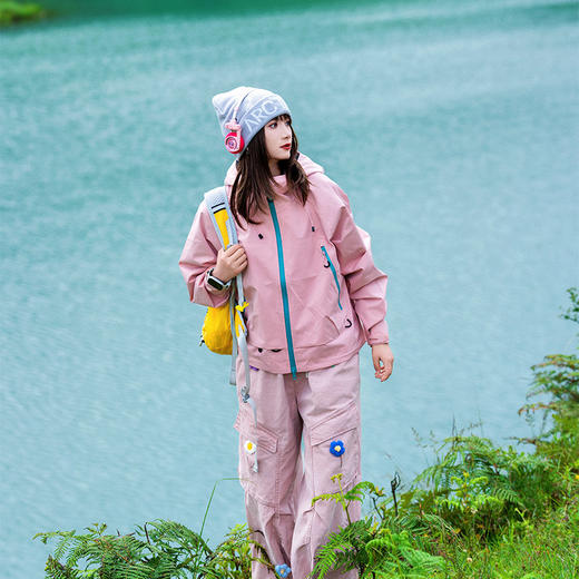 LUCKYDEER/幸运鹿女士短款户外防风防泼水透气徒步单层登山服 商品图2