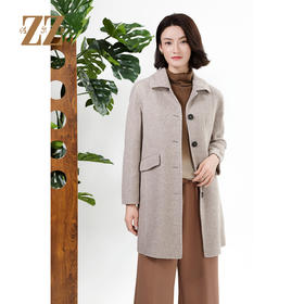 佐尔美秋冬新款复古简约气质100%绵羊毛双面呢中褛女M44SM08