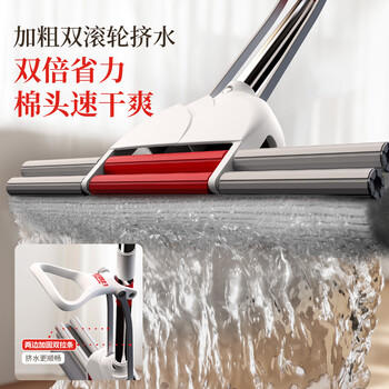 好媳妇胶棉拖把38cm共2个头 第4代家用办公室吸水懒人免手洗海棉地板拖 商品图3