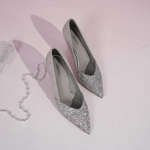 Westory2025年秋季尖头高跟拼色单鞋通勤宴会浅口单鞋W25CE75691 商品图0