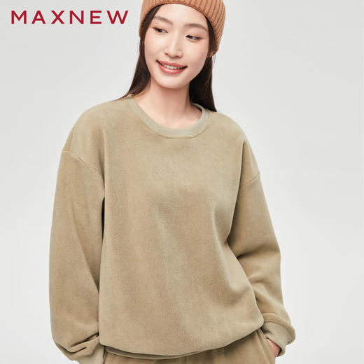 【门店同款】马恩MAXNEW女装摇粒绒圆领卫衣秋冬季大码宽松休闲时 商品图1