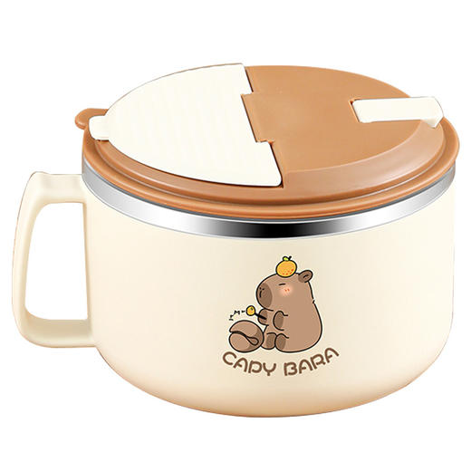 【食品级！严选不锈钢内胆】卡皮巴拉不锈钢304碗 小学生上学专用食品级食堂打饭碗 卡通泡面碗 商品图4