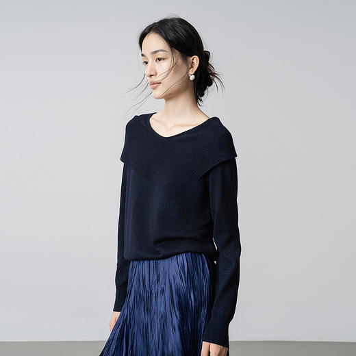 【林栖设计小店】（现货）优雅毛织上衣不规则百搭修身显瘦2025秋冬新款针织衫女1954016 商品图1