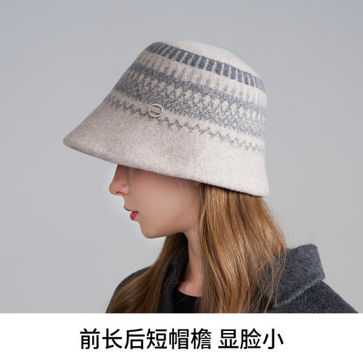 卡蒙绵羊毛新款渔夫帽女秋冬提花小香风可折叠保暖毛毡帽KM-9569 商品图5