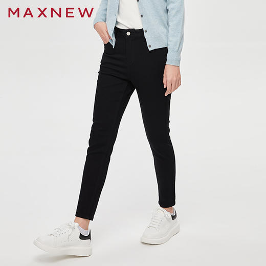 【门店同款】马恩MAXNEW女装秋季牛仔长裤时尚修身百搭款黑色潮显 商品图1