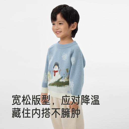 【商场同款】英氏儿童毛衣秋冬针织衫毛衫保暖亲肤雪人新款上衣 商品图2