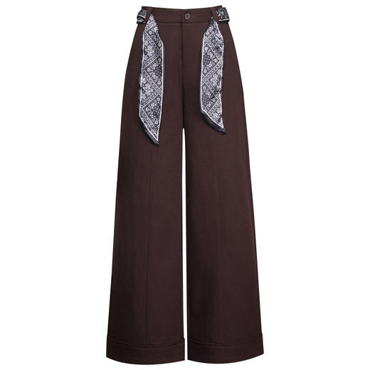 QYM 5916-Y纽扣款阔腿裤高腰直筒裤宽松休闲腰带裤裤 商品图4