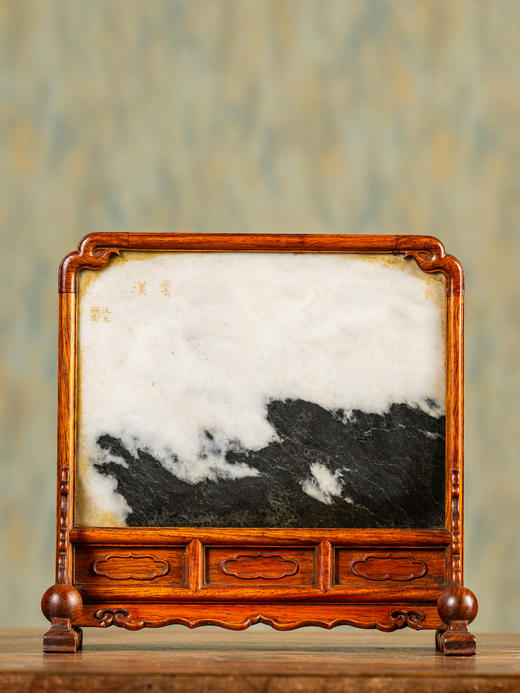 二十世纪	黄花梨镶云石案屏 商品图1