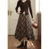 鹿向南「格织晚秋」格子休闲半身裙秋新款不规则百搭通勤长裙女款 商品缩略图1