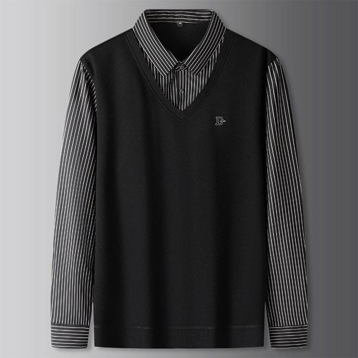 【DKP】大依优型大码V领假两件翻领长袖Polo衫商务男装秋季新款加肥加大体恤大号上衣胖子 商品图8