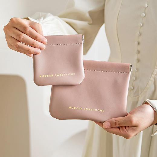 摩登主妇化妆收纳包自动闭合数据线内胆小包弹片卡包便携式零钱包 商品图0