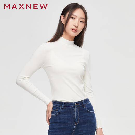 【门店同款】马恩MAXNEW女装素色长袖T恤秋冬高领内搭上衣纯色保 商品图0
