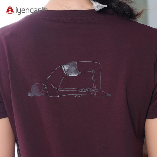 艾扬格 life C1208 拱桥式女装瑜伽T恤短袖 原创体式线条插画 亲肤舒适 吸湿排汗 商品图4