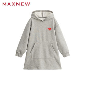 【门店同款】马恩MAXNEW童装秋冬女童长袖连衣裙宽松连帽长裙休闲