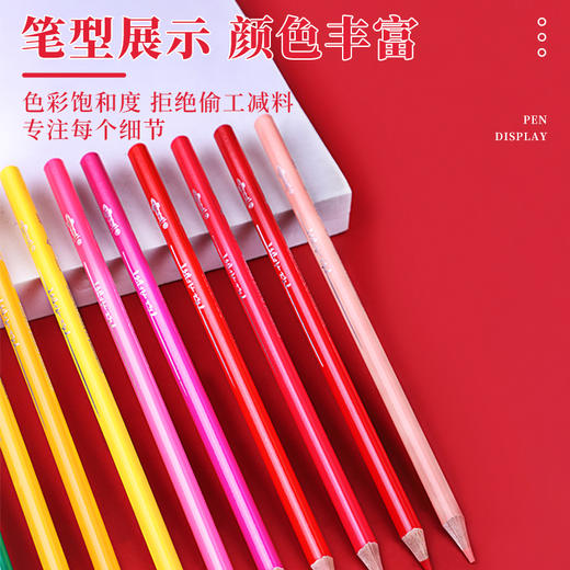 中华牌艺术家系列彩铅24色油性彩色铅笔36色48色（纸盒）绘画笔用手绘彩笔画笔 6727红中华彩铅套装 商品图1