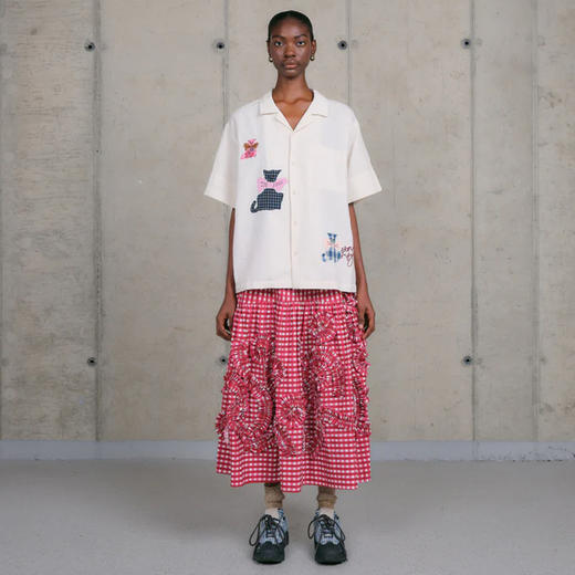 Story mfg GREETINGS SHIRT 男女款手工刺绣拼贴宽松短袖衬衫 商品图2