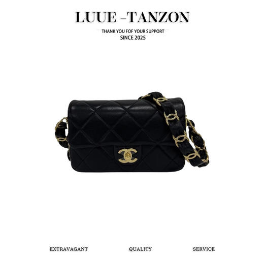 香奈儿 24K 秋冬系列 双C粗链口盖包 中号♥黑色(LZ) 商品图0