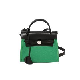 BQ090#头层牛皮拼帆布手提单肩斜挎包