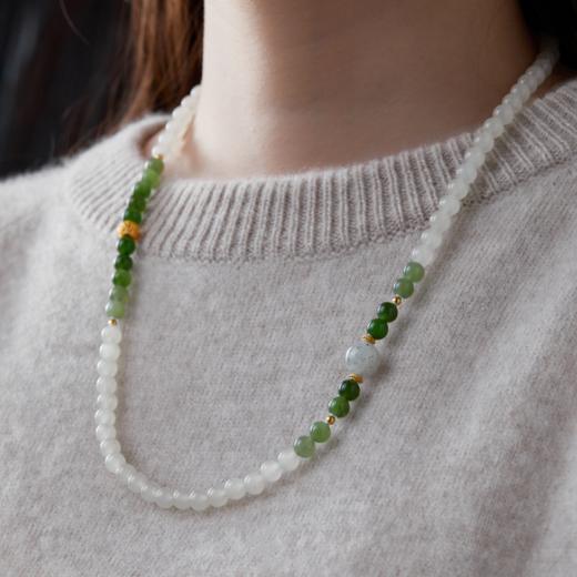 菜菜家雪融春醒和田玉珠串|白玉+碧玉+青花玉，温润显气质 商品图1