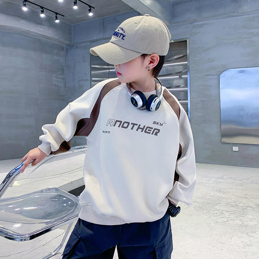潮牌男大童秋装撞色机车宽松卫衣2024年新款儿童男孩秋季酷帅上衣 商品图1