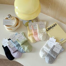 精致女孩夏日美学！西班牙ESLUIS VECENTE泡泡边/蝴蝶结网眼袜