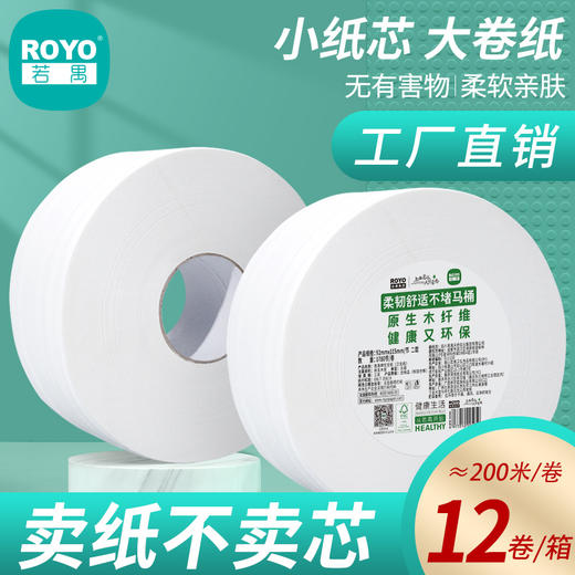 若禺大卷纸大盘纸原生木浆卫生纸两层平纹韧性珍宝纸1*12卷RZ004 商品图0