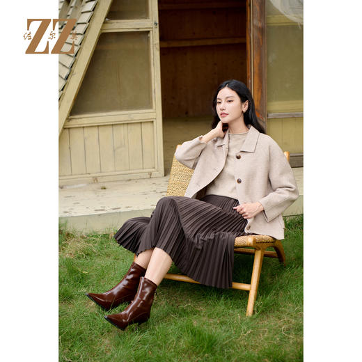 佐尔美冬季上新时尚气质羊毛双面呢中褛外套女M44SM07 商品图3