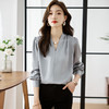 【预售3天】PY-高级感简约衬衫女春季气质V领轻熟风通勤醋酸缎面雪纺衫上衣&5732 商品缩略图3