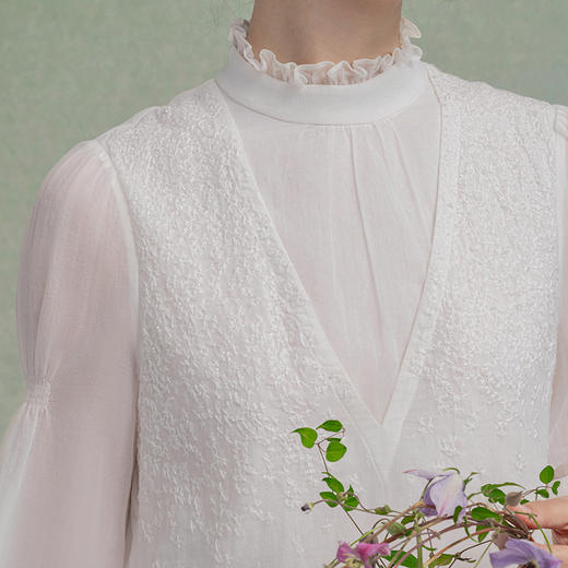 【林栖设计小店】（现货）婴儿棉连衣裙拼桑蚕丝绣花串珠2025秋季新款花仙子长裙女1953038 商品图3