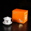八马茶具 | 茗韵随心泡白瓷盖碗160ML 商品缩略图5