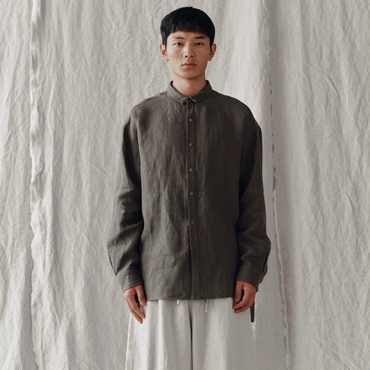 山也 郝 日晒麻拼接衬衫外套 商品图0