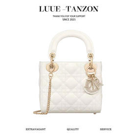 迪奥-Lady 白色藤格纹漆GR原厂羊皮  mini 三格（LZ）