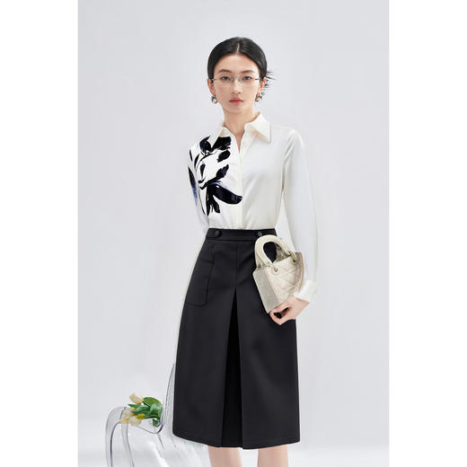 米思阳2026春季新款知性通勤纯色a字修身裙子短裙半身裙1653 商品图3