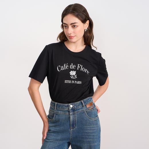 EITIE爱特爱夏季时尚百搭打底舒适圆领印花T恤女7702402 商品图1