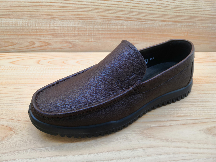 豪行正品男鞋12355621牛皮平底防滑一脚蹬男鞋商务休闲鞋