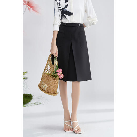 米思阳2026春季新款知性通勤纯色a字修身裙子短裙半身裙1653 商品图1