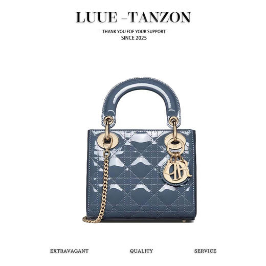 迪奥-Lady 丹宁蓝 漆皮牛皮革迷你手袋（LZ） 商品图0