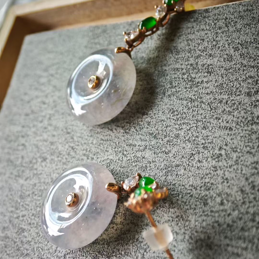 冰紫肥肥平安扣耳坠