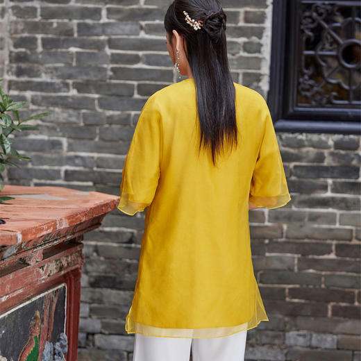 旗袍茶服真丝欧根纱重工金鱼刺绣宽松连衣裙FL6067 商品图1