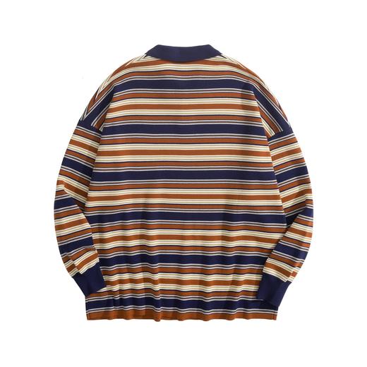 中性款刺绣条纹针织polo衫毛衣008 商品图1