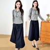 QYM 25B03-Y时尚两件套长袖小衫+高腰半身裙套装裙 商品缩略图2