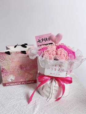 【DIY纯手工钩织11朵小玫瑰花束】纯手工钩织母亲节送礼小香风花束（手工产品不支持退换）LQQ