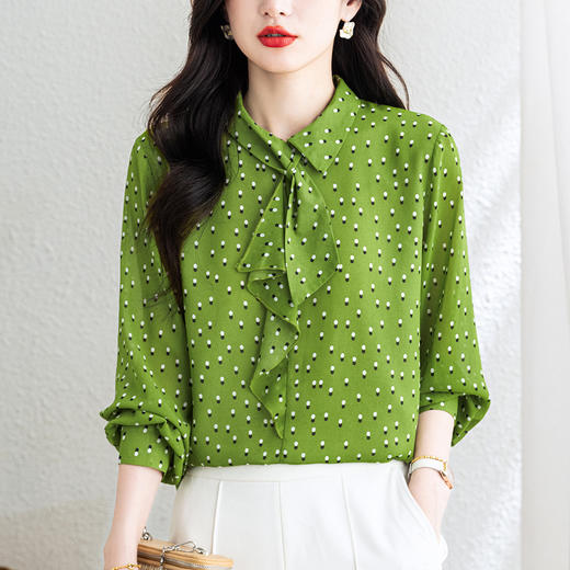 KQL 369H9971法式气质雪纺飘带衬衫时尚洋气减龄上衣 商品图0