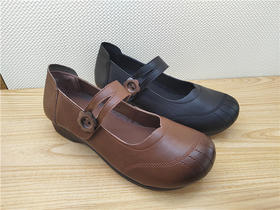 豪行春季新款23129202真皮时尚浅口休闲低跟女鞋单鞋