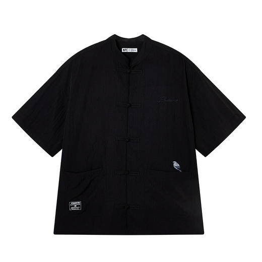 NPC潮牌新中式盘扣刺绣短袖衬衫男潮流中国风慵懒宽松NP44SH09 J 商品图4