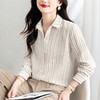 KQL 369H9975法式仿麻条纹长袖衬衣时尚气质洋气上衣 商品缩略图2