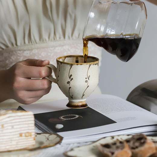 【釉料升级】崧 凤慈 琥珀釉系列 高足 手握咖啡杯 盘 日用 咖啡 茶具 商品图0