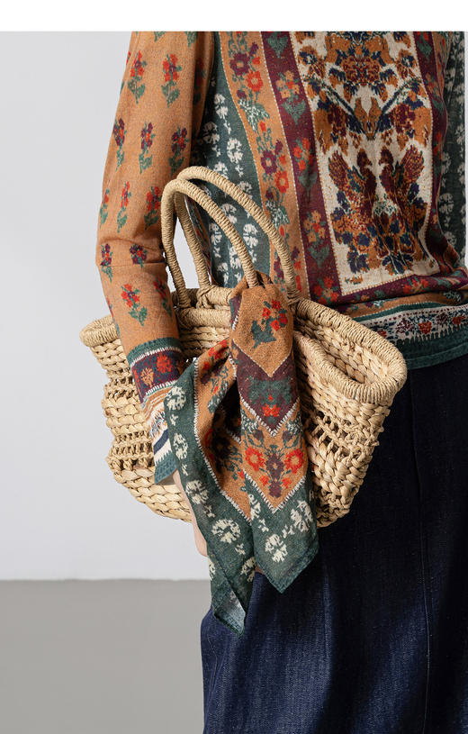 【林栖设计小店】【植物染】（现货）真丝丝巾草木染拓印2025秋季新款桑蚕丝方巾女2953047 商品图9